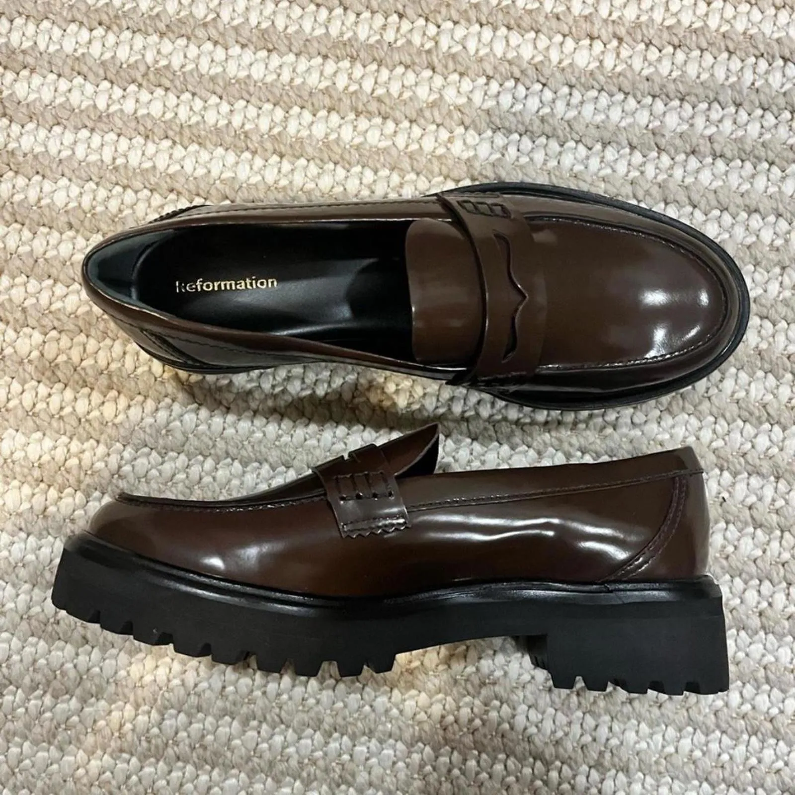 Reformation Agathea Chunky Loafers in Espresso Leather - Image 3