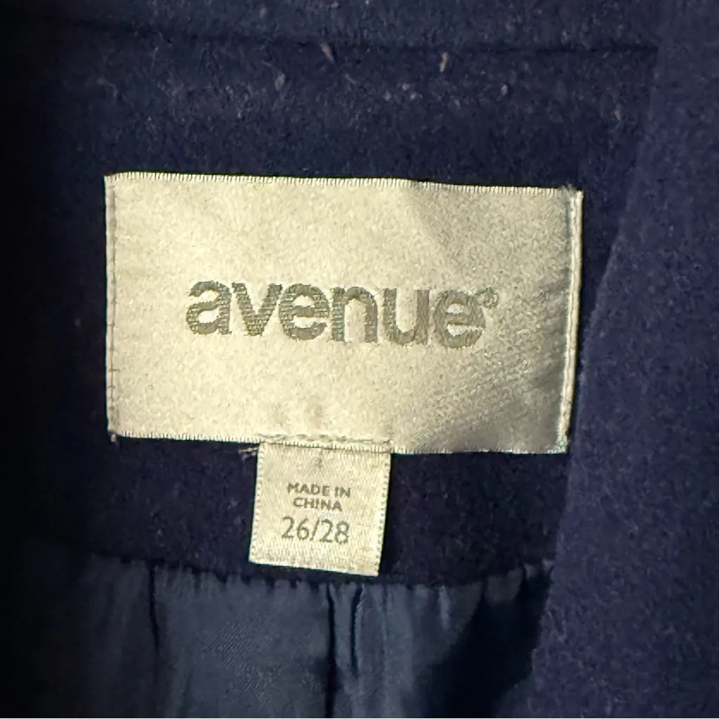 Avenue Jacket Women Plus Size 26 Blue Peacoat Button Front Wool Blend Winter - Image 2