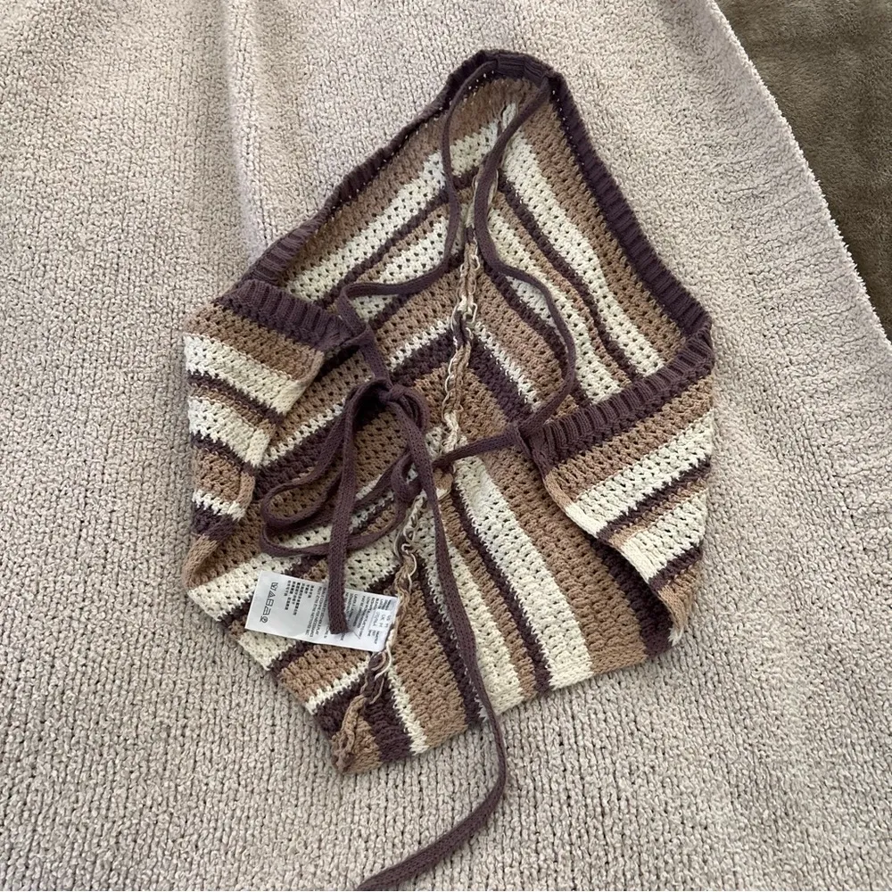 Beach June Striped Strappy open back Fauxchet Halter Top - Image 5