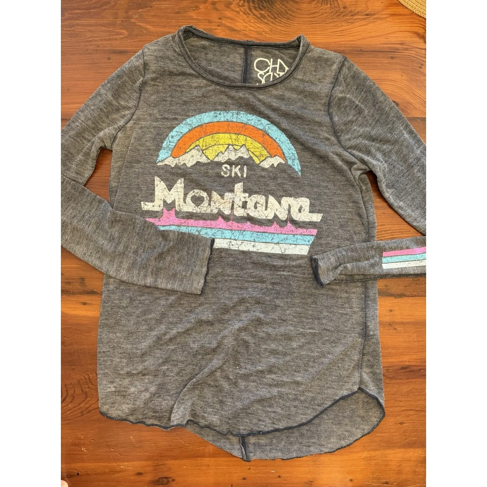 Chaser Grey Ski Ski Long Sleeve Tee Sz S - Image 3