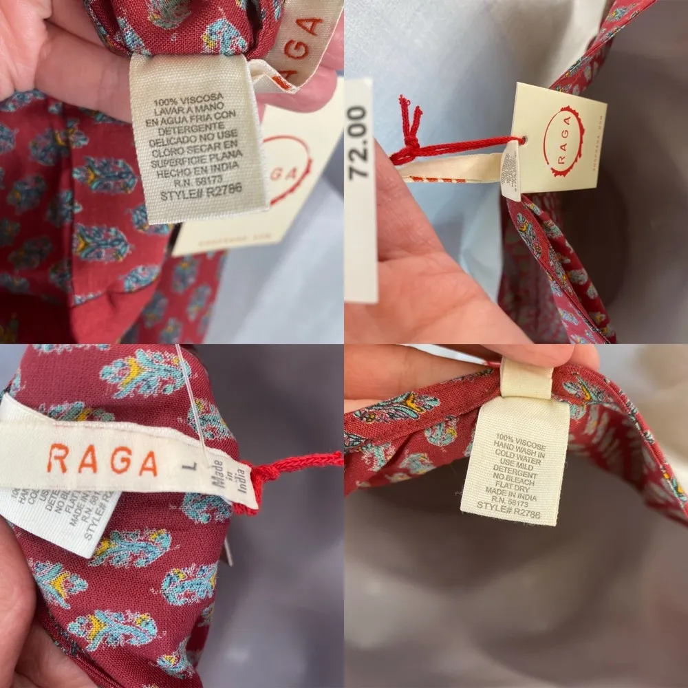 Raga Avah Floral Faux Boho Wrap Mini Dress color Wine size LARGE BRAND New - Image 8