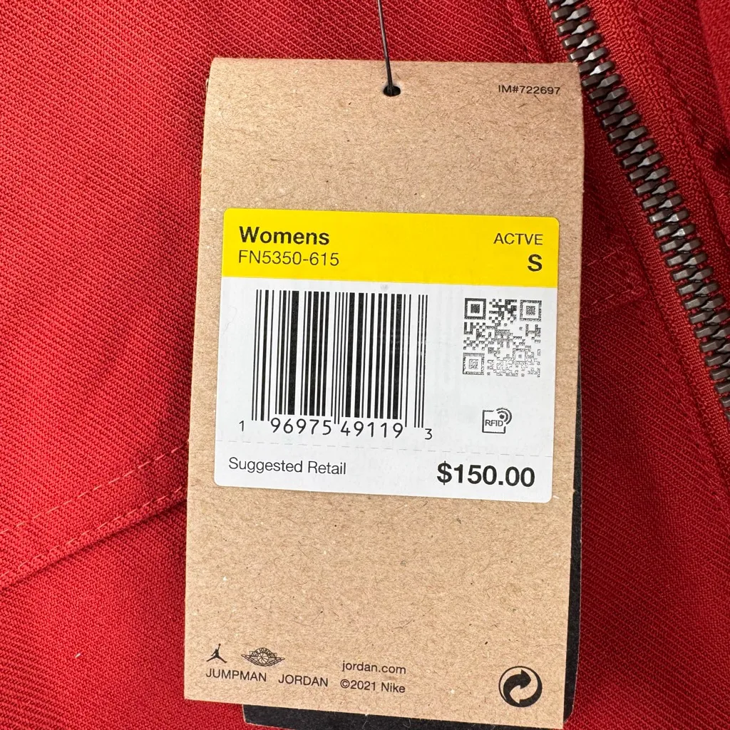 Nike Air Jordan Women's Novelty Jacket Rust Red Zip Front Sustainable Fashion S - Image 11