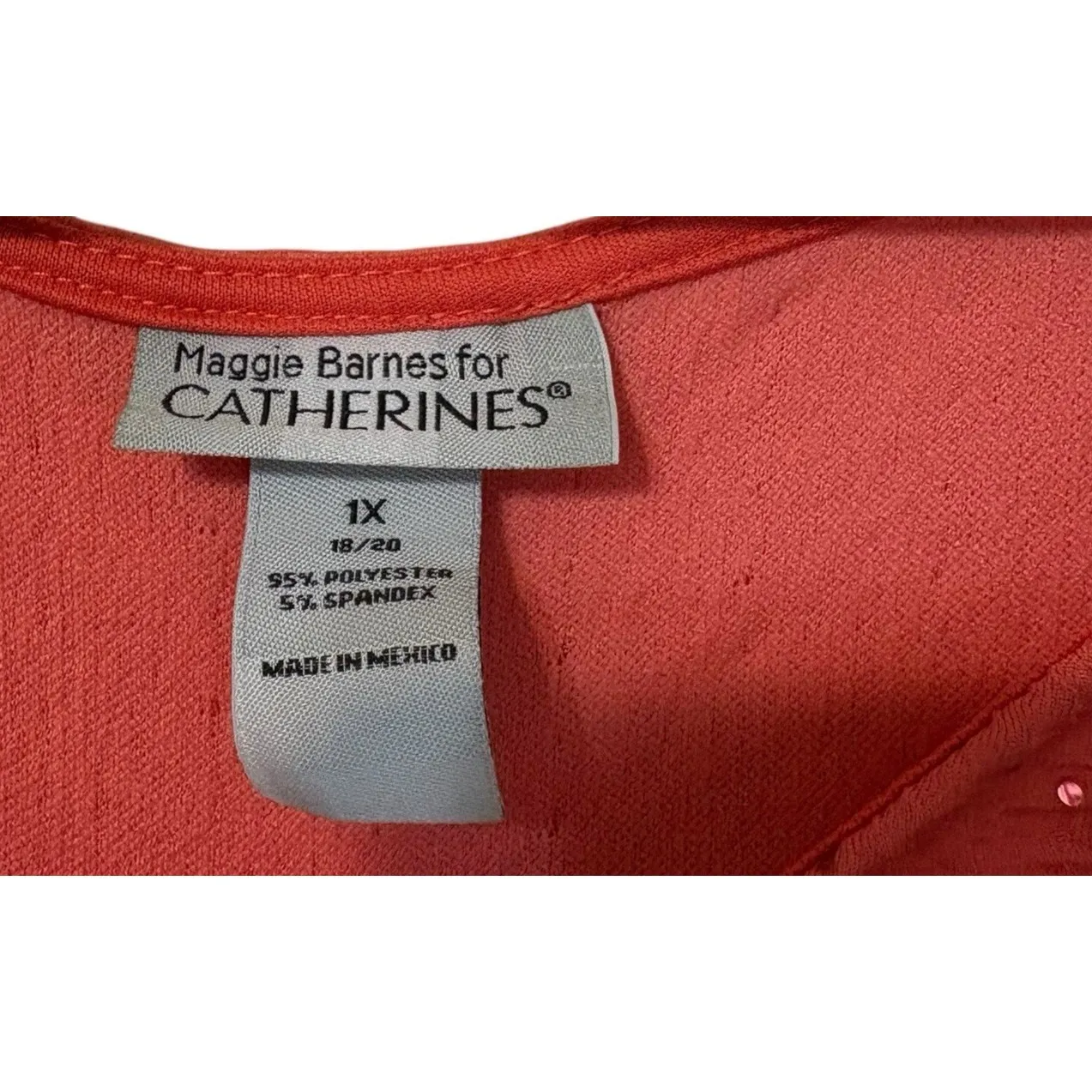 Catherines Womens Textured Sequin Top Orange Crinkle Knit Glam Shimmer Mature - Image 5