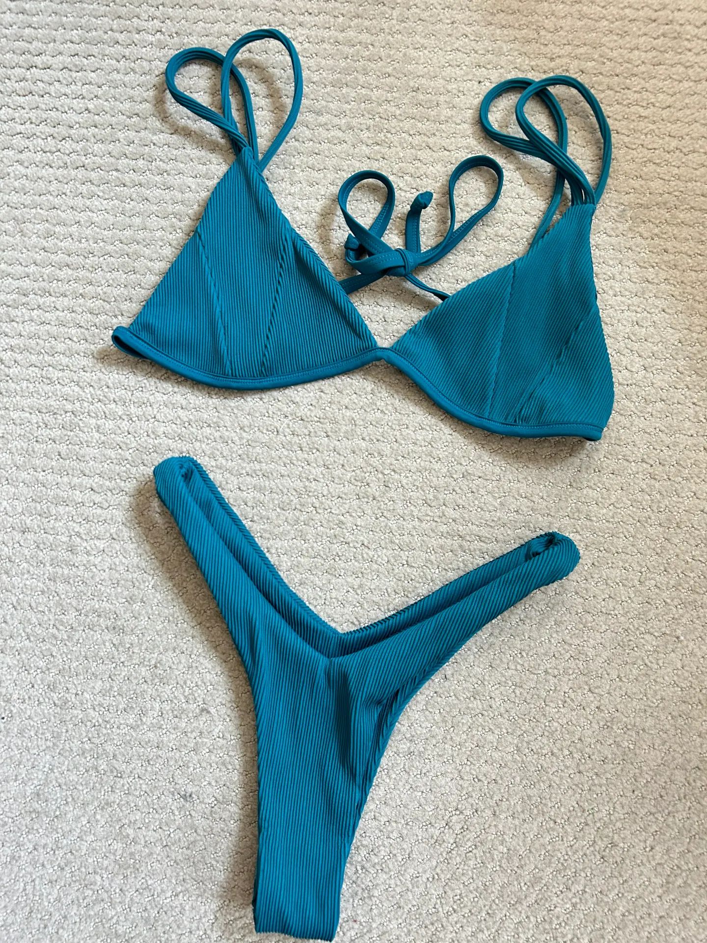 teal “Cactus Ribbed” Bikini Set - Image 2