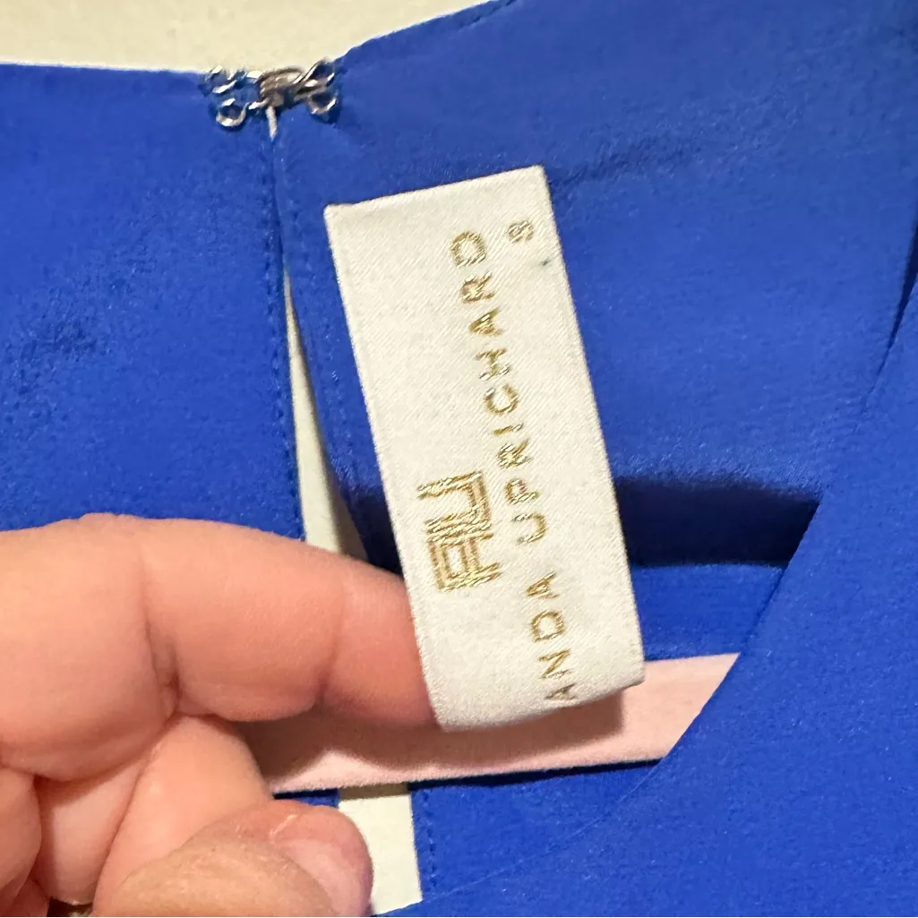 AMANDA UPRICHARD SILK SLEEVELESS COBALT BLUE GROMMET DETAIL SIDE TIES TOP S - Image 4