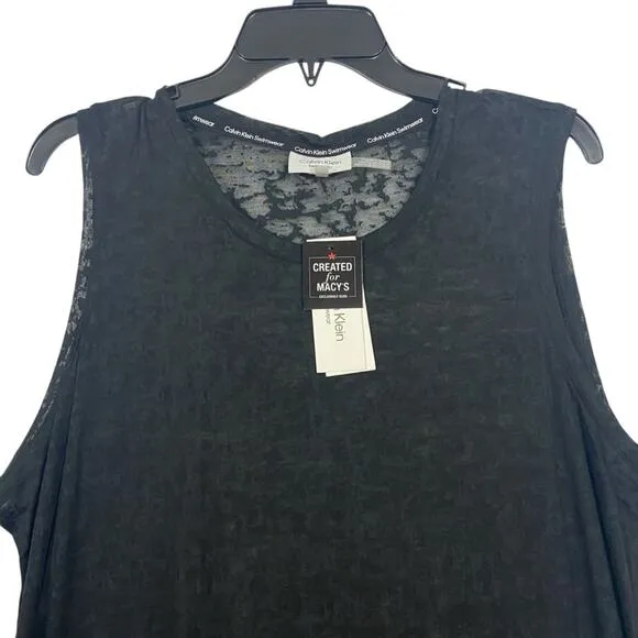 Calvin Klein‎ NWT $62 Burnout Maxi Dress Swim Cover-Up black L XL - Image 2