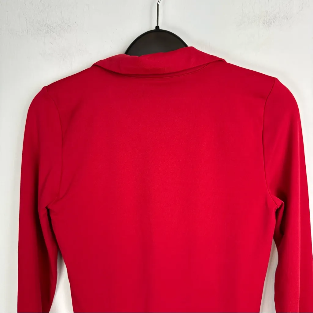 NWOT Aritzia Babaton Contour Polo Dress Sz Small Red Long Sleeve - Image 11
