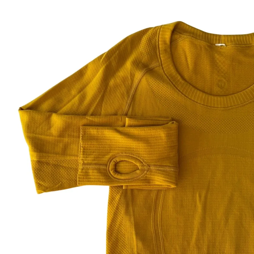 Lululemon Swiftly Tech Long Sleeve Shirt Size 6 Original Fit* Honeycomb Yellow - Image 3