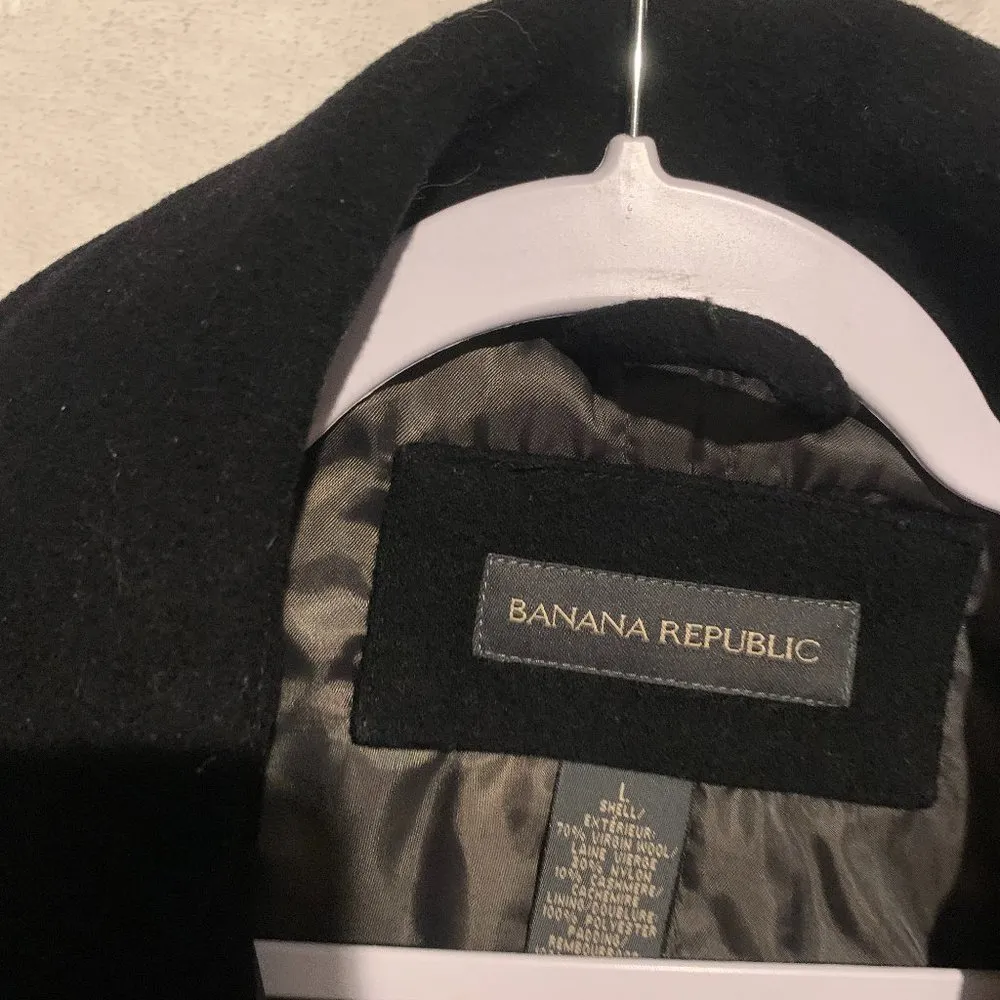 Banana Republic Black Trench Coat L - Image 2
