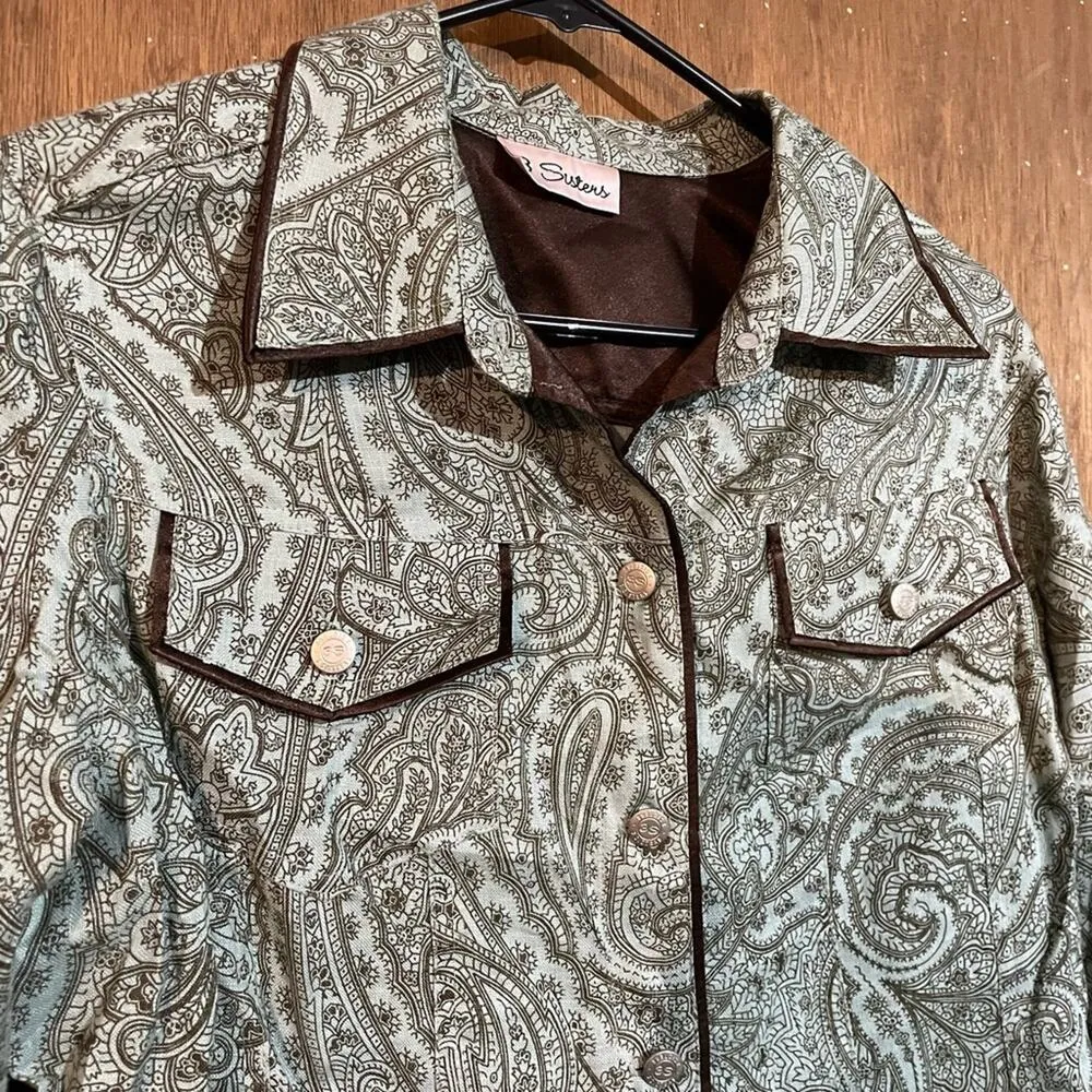 Western paisley button down shirt blue - Image 9