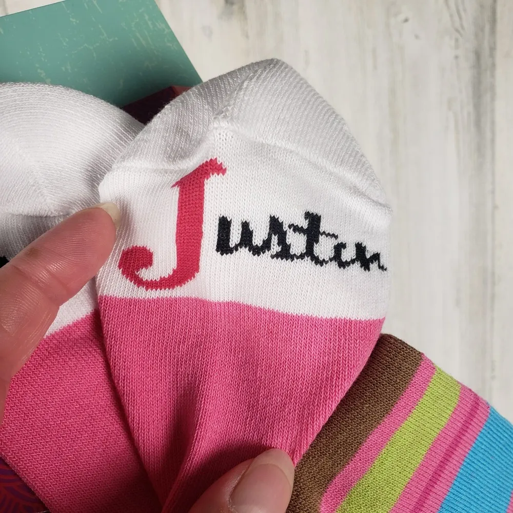 NWT Justin Boots Fashion Cushioned Sole Striped Crew Socks Women's Size Small - Image 8