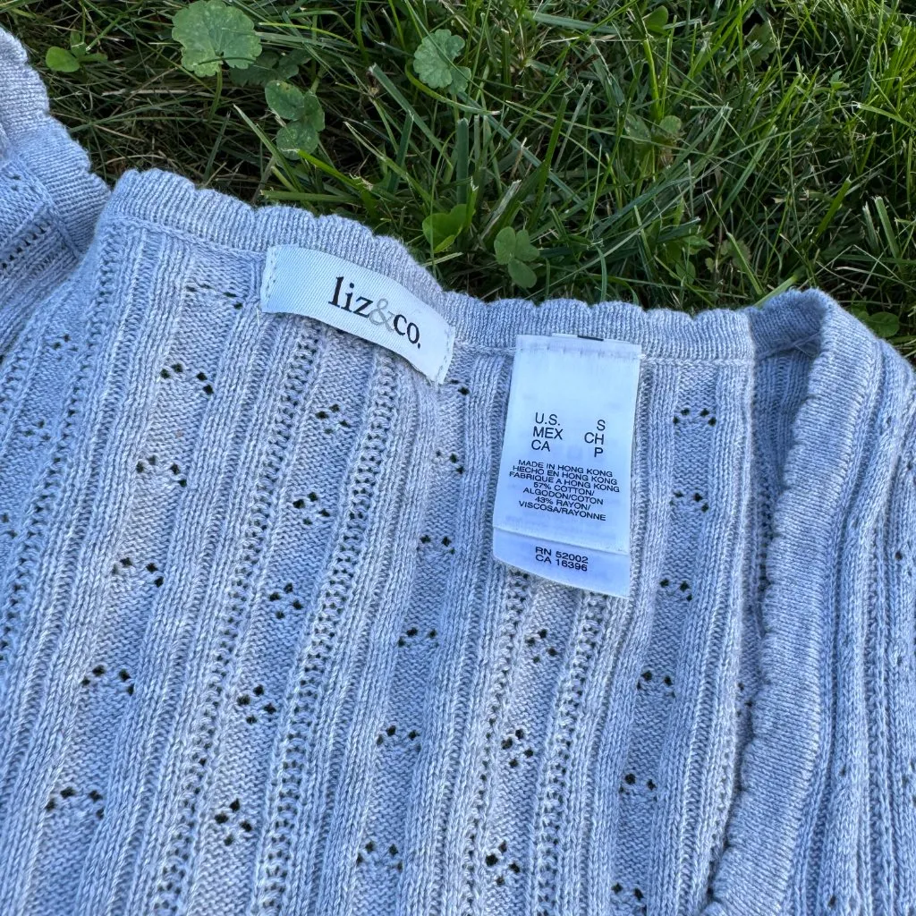 Eyelet Lace Gray Cardigan - Image 3