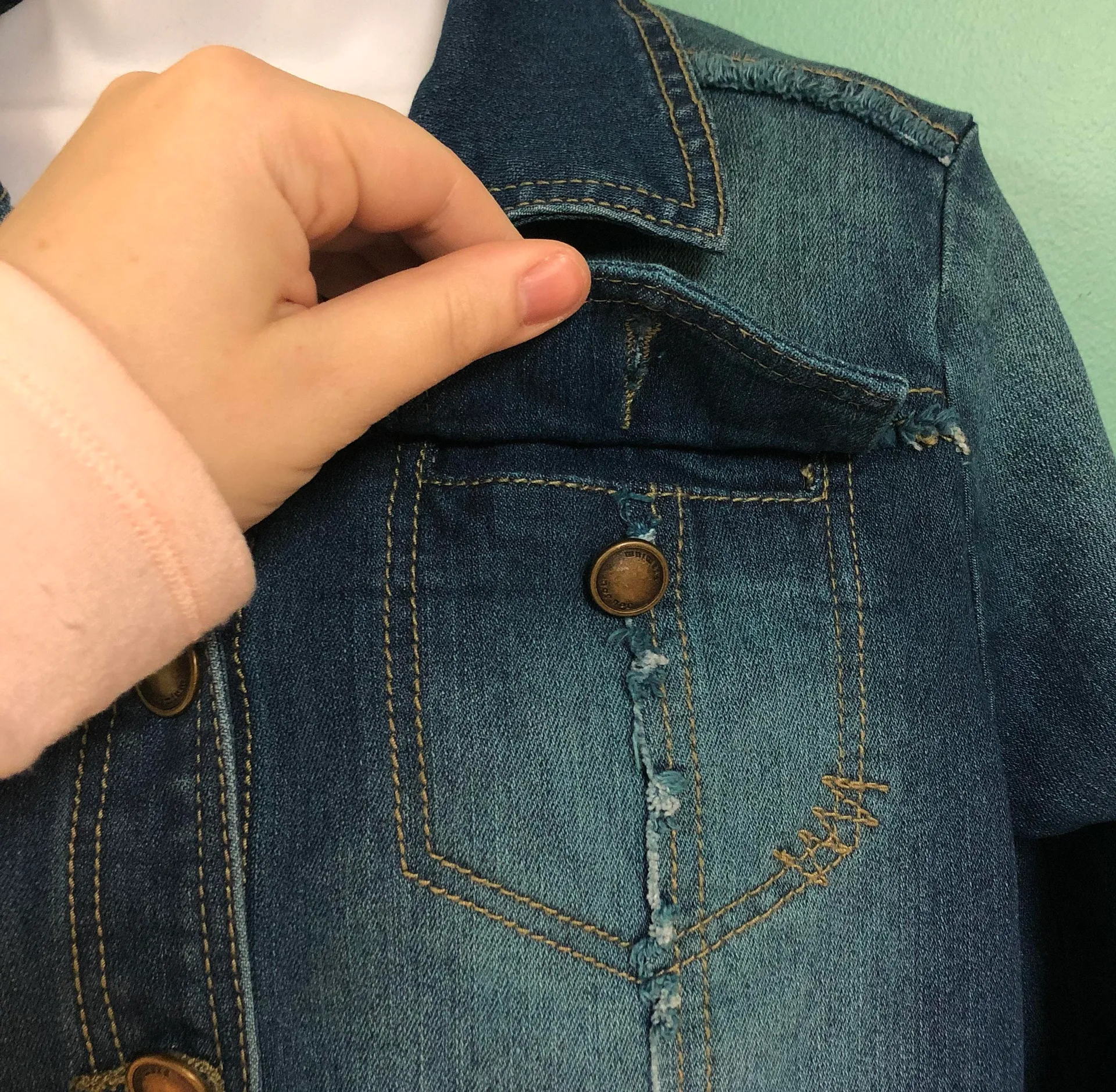 Dark Wash Jou Jou Jean Jacket Blue Size L - Image 6