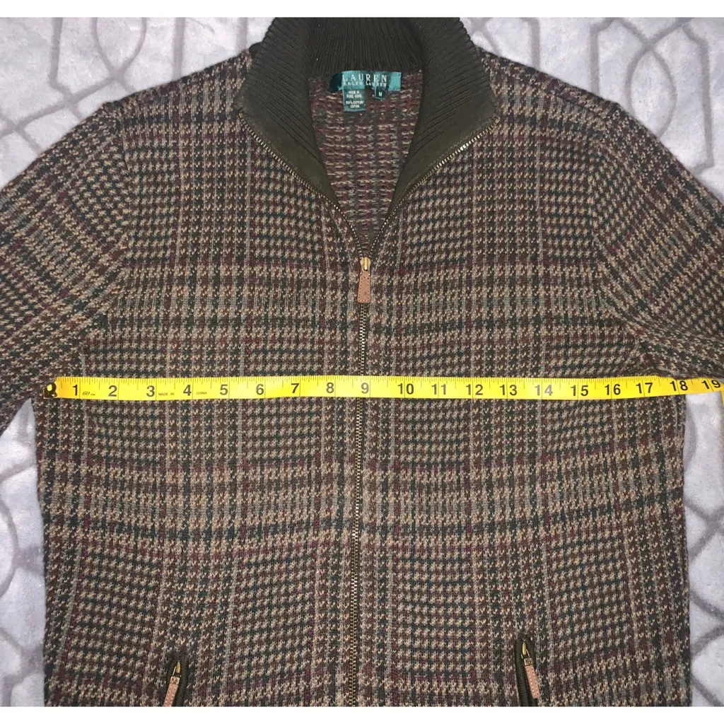 Ralph Lauren plaid zip up jacket size M Brown Size M - Image 5