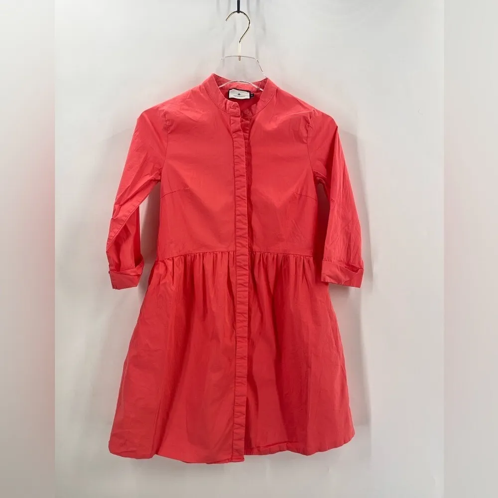 Tuckernuck Women's Poppy Pink Cotton Poplin Royal Shirt‎ Dress Mini sz Xs - Image 2