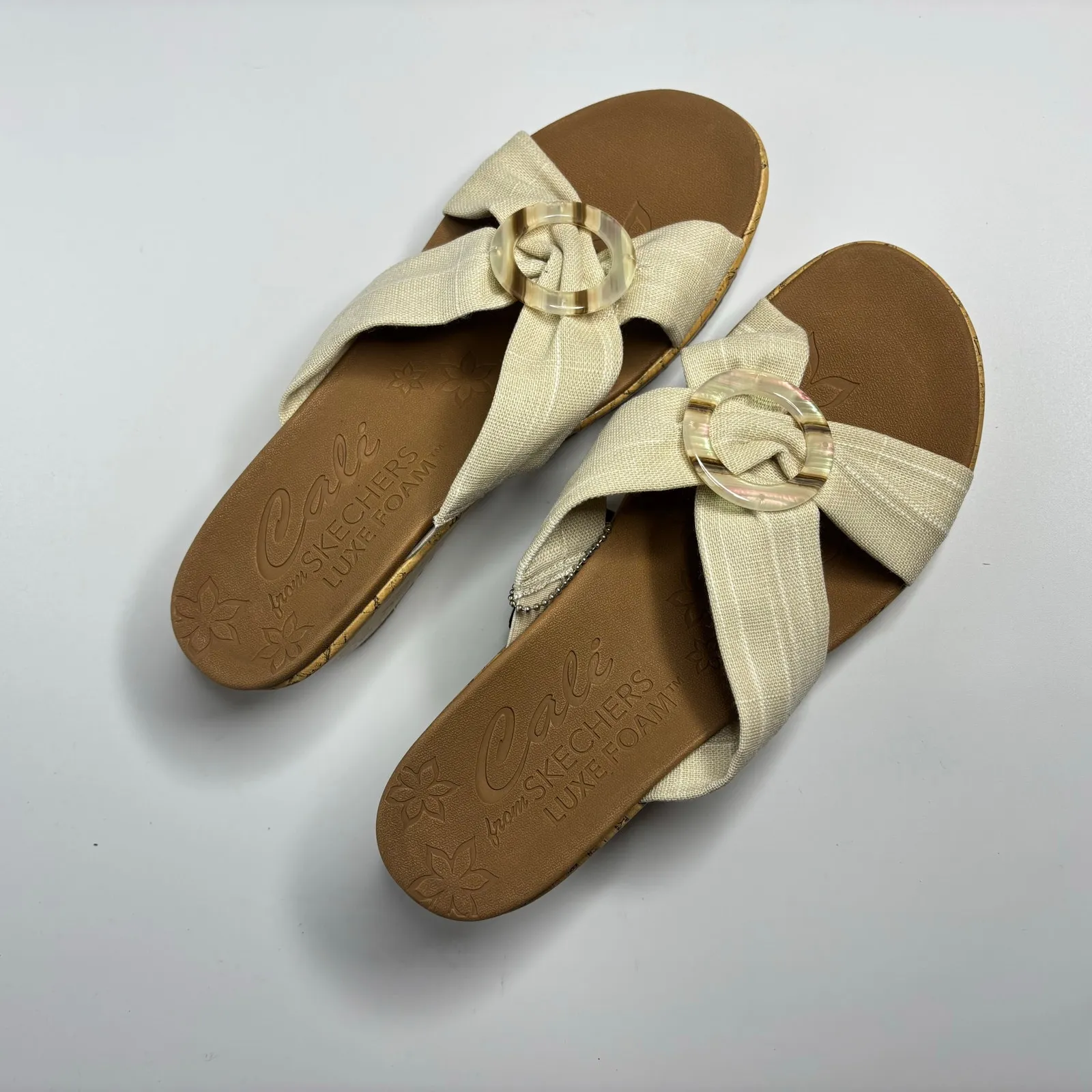 Skechers Cali Beverlee Sail Twist Wedge Heeled Sandal Natural - Image 6