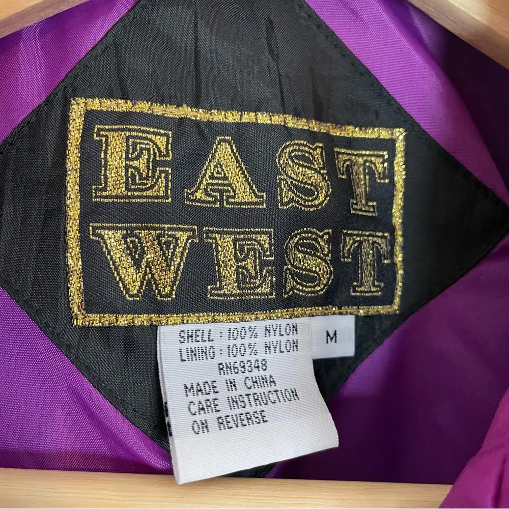 Vintage Jacket Women's Windbreaker Green Purple Geometric Celestial Flaws Medium - Image 3