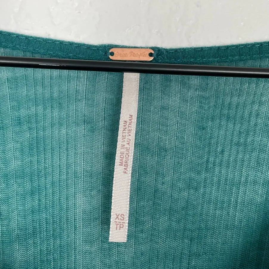 Free People Day Dreaming Long Sleeve Top Relaxed Teal Night Size NWOT Size XS - Image 4