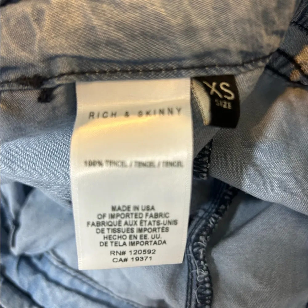 NWT Rich & Skinny Lightweight Denim Tie Front Cuffed Button Fly Pants Size XS - Image 11