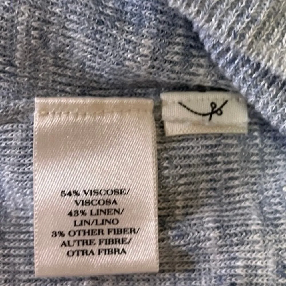 Ann Taylor Blue Ribbed Knit Long Sleeve Scoop Neck Linen T Shirt Tee Top Size XS - Image 4