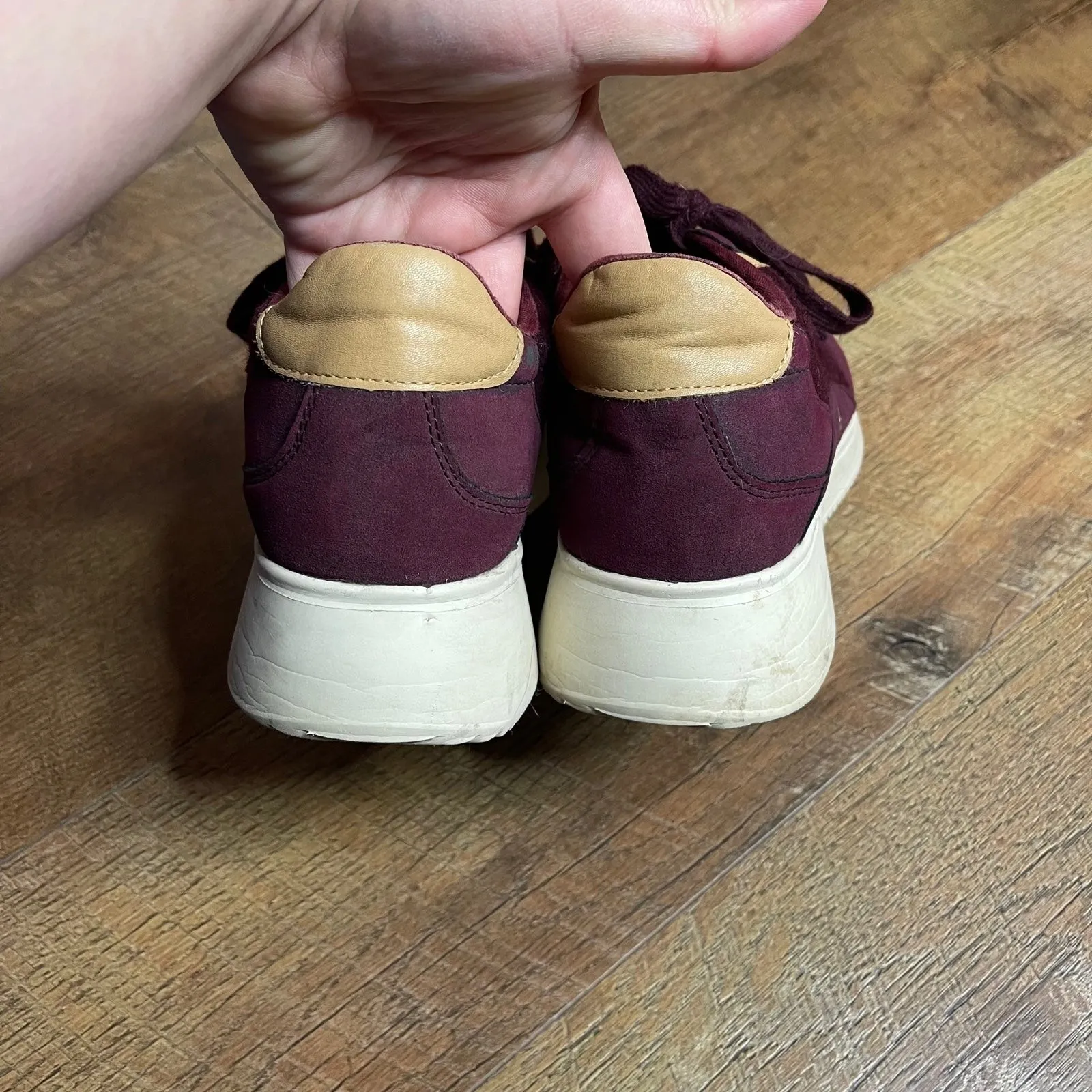 Zara Basic Woman’s Burgundy Suede Platform Sneakers Size 39 (US 8) - Image 6