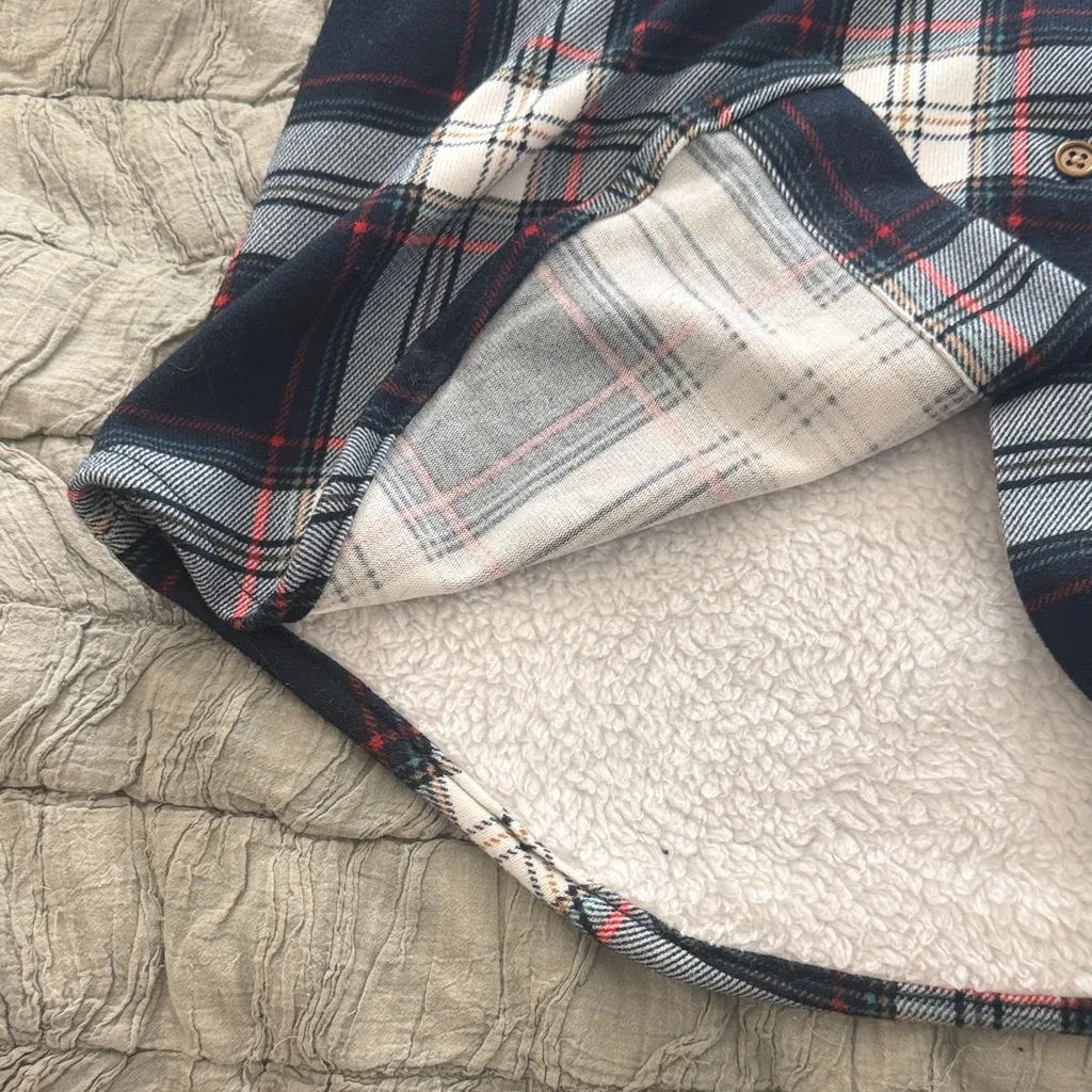 Plaid Button-Up Flannel with Sherpa Lining - Image 7