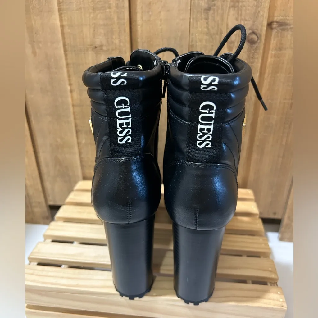Guess LA Women’s Army Style Lace Up Zippered Ankle Boots Block 4” Heel Sz 7M - Image 5