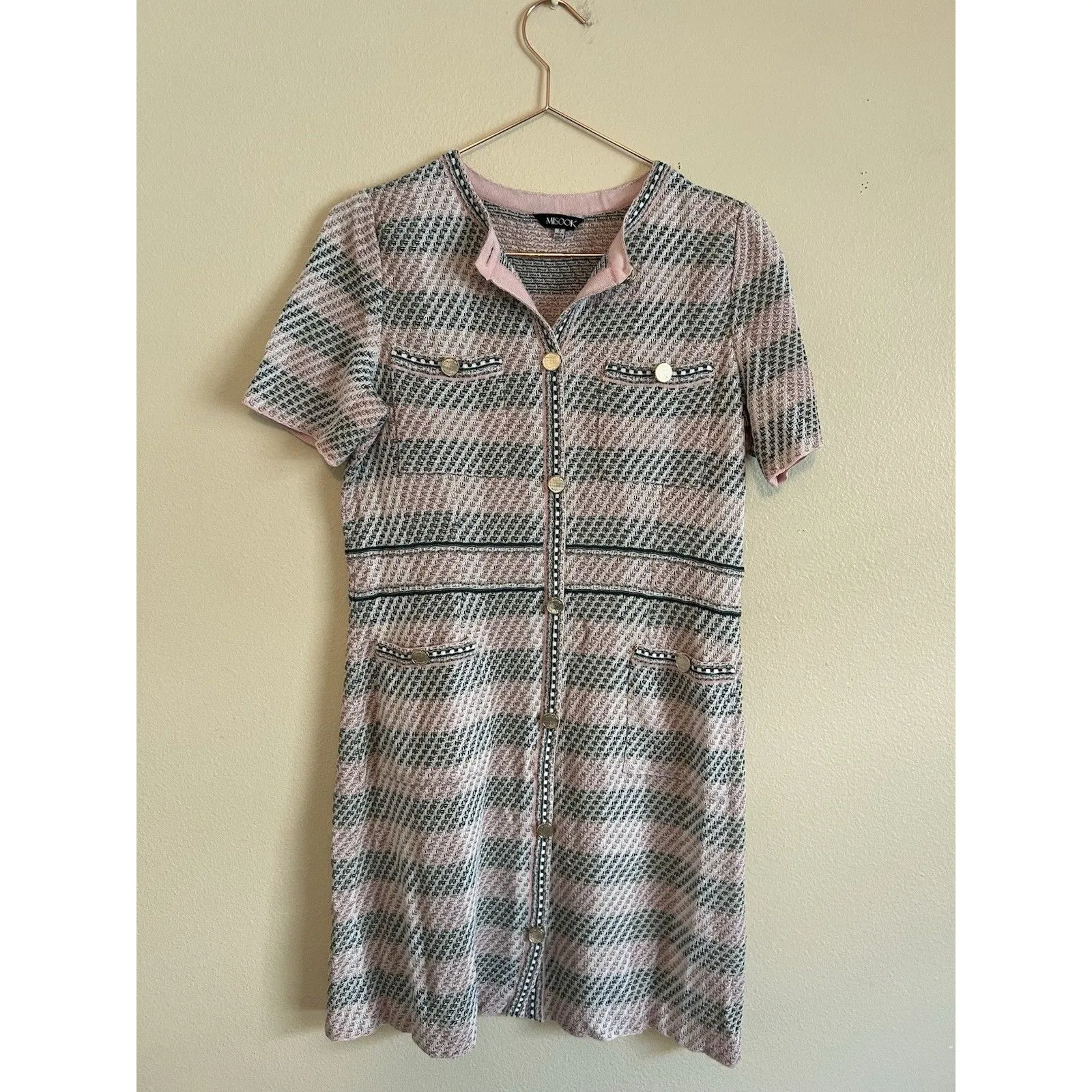 Misook Tweed Shift Dress Women’s Size S Rose Petal Multi Short Sleeve - Image 13