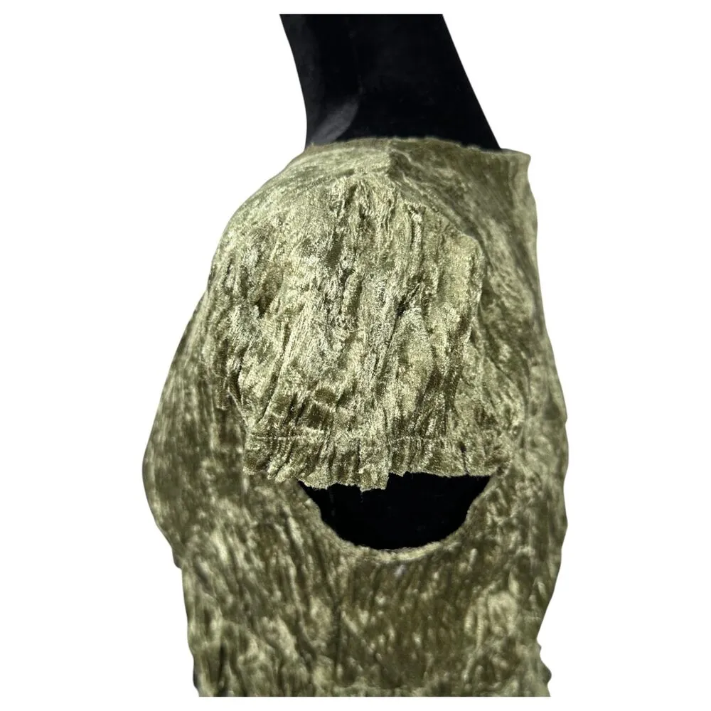 Xhilaration Vintage 90s Green Velvet Lace Topper Fairy Boho Ethereal Size Medium - Image 7