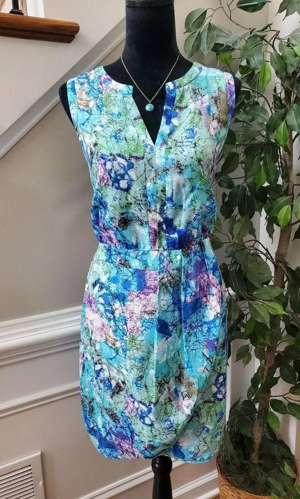 Charlie Jade Women Multicolor Polyester V-Neck Sleeveless Knee Length Dress L/G - Image 12