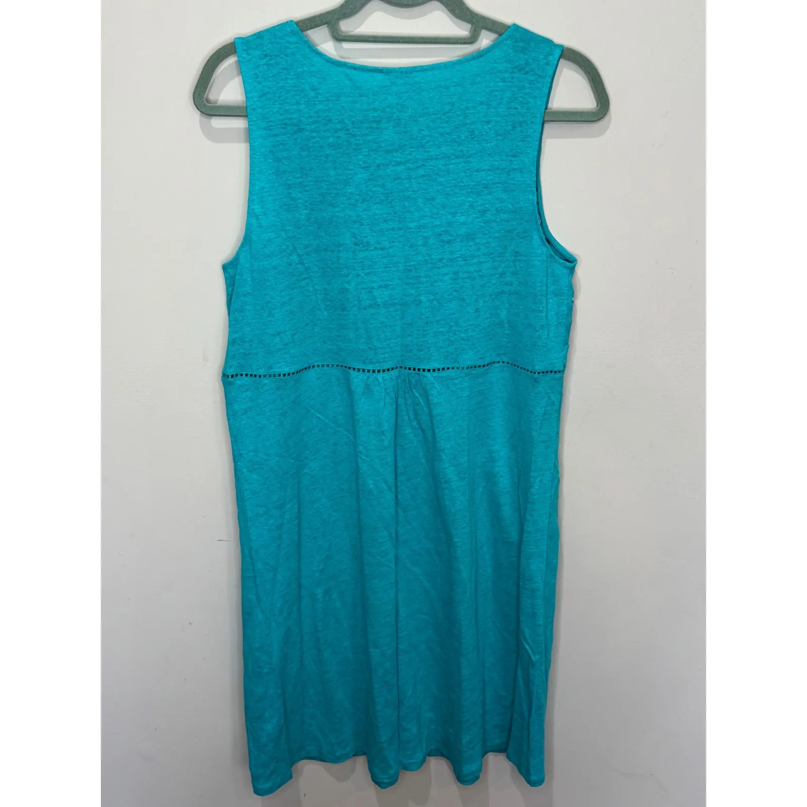 Sundance Hidden Garden Sleeveless Embroidered Linen Dress Blue sz M Boho Beachy - Image 3