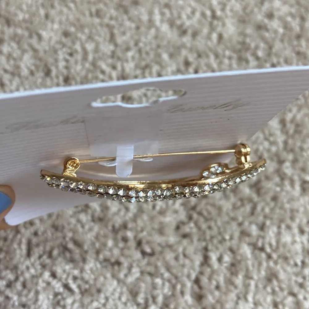 Bejeweled lip brooch pin Gold - Image 2