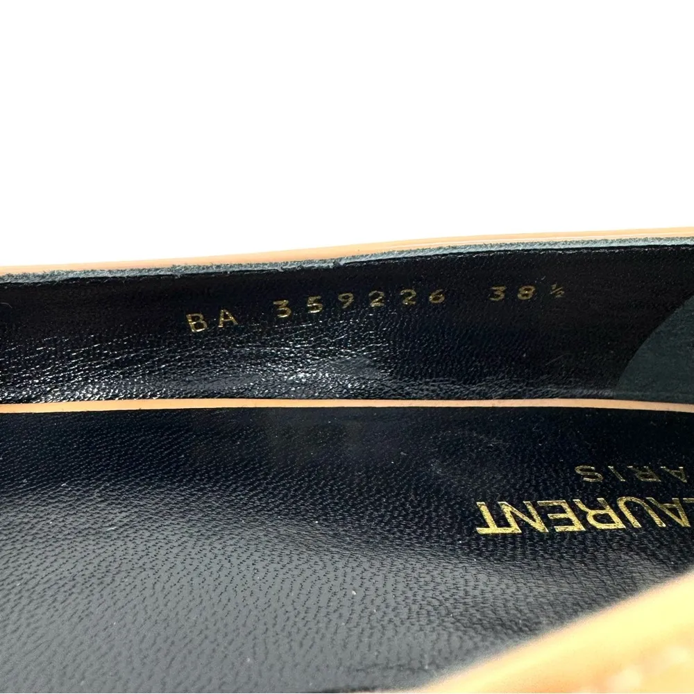 SAINT LAURENT beige/nude patent leather flats, made in Italy, size 38.5 - Image 10