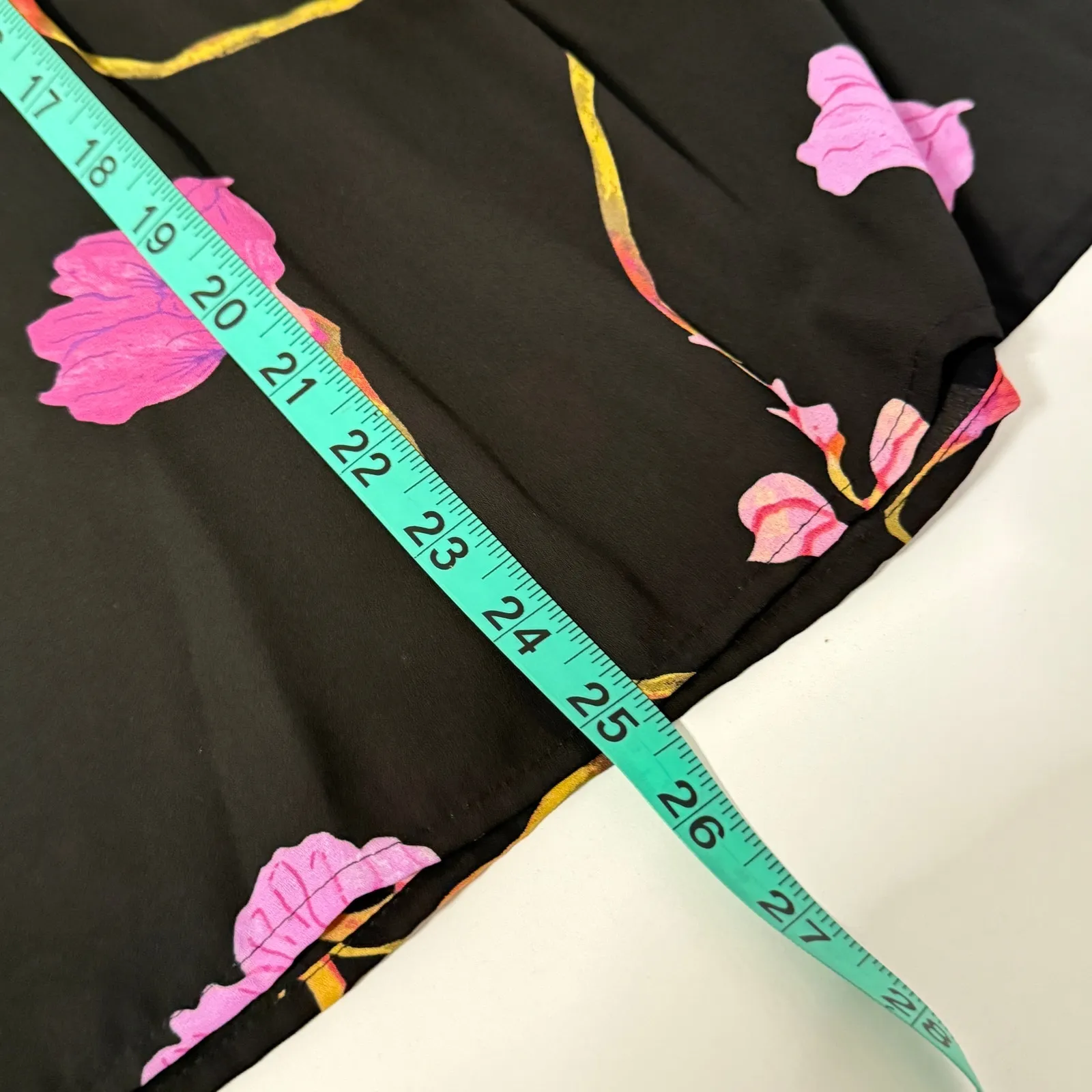 INC International Concepts Floral Print Blouse Sz XL Notched Office Siren Career Black - Image 9