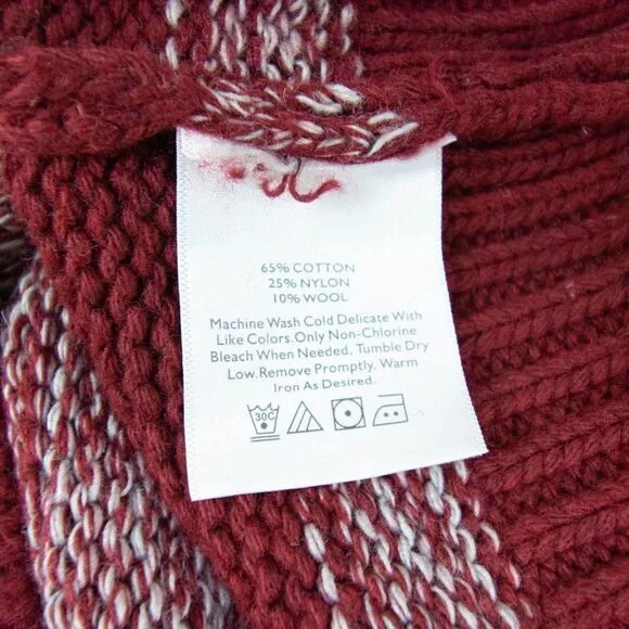 Eddie Bauer Turtleneck Striped cotton blend‎ Sweater, Burgundy M - Image 9