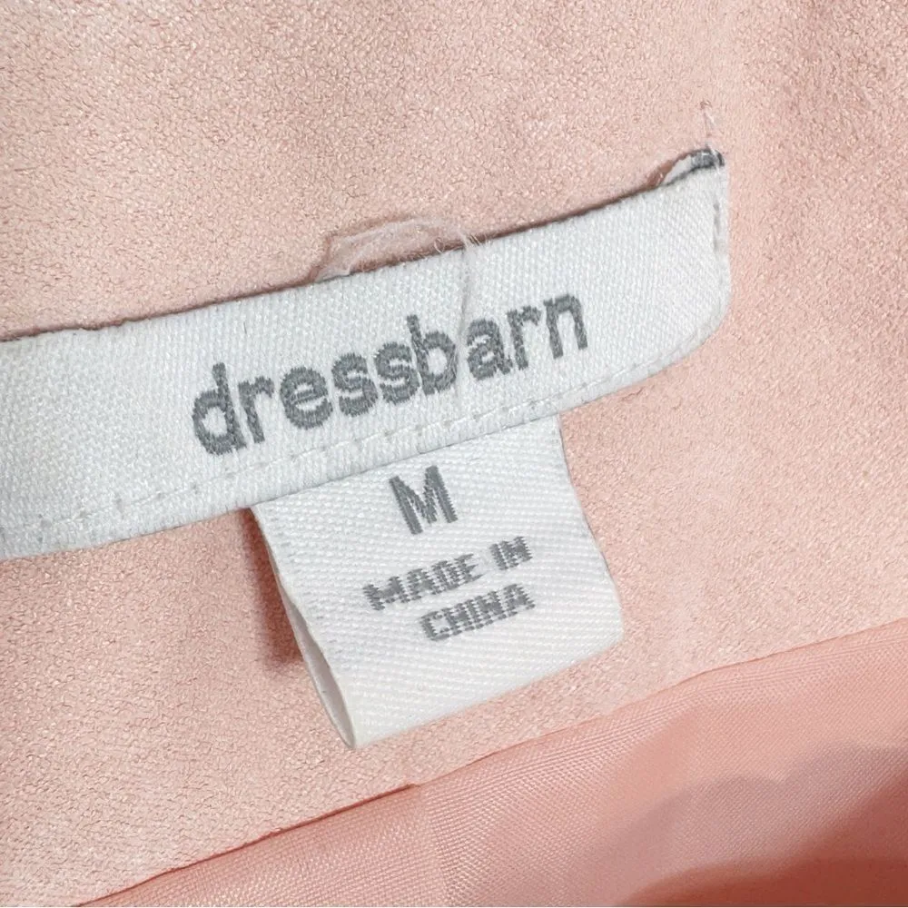 Dress Barn Embroidered Microfiber BlazerTopper Jacket Open Front Pink Medium - Image 9