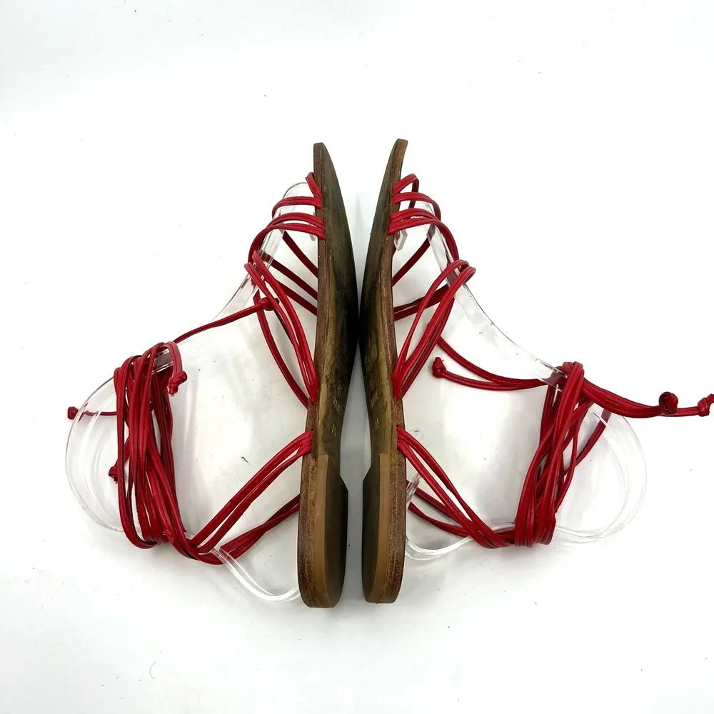 Revolve RAYE Collete Red Leather Sandals Women's 7.5 US - Image 7