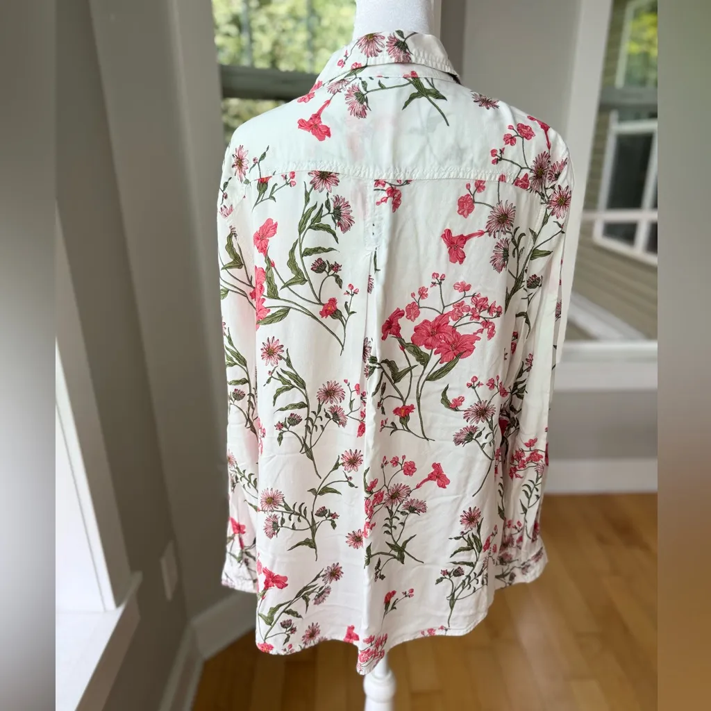 George White Pink Floral Long Sleeve Button Down Long Sleeve Shirt Size Large - Image 10