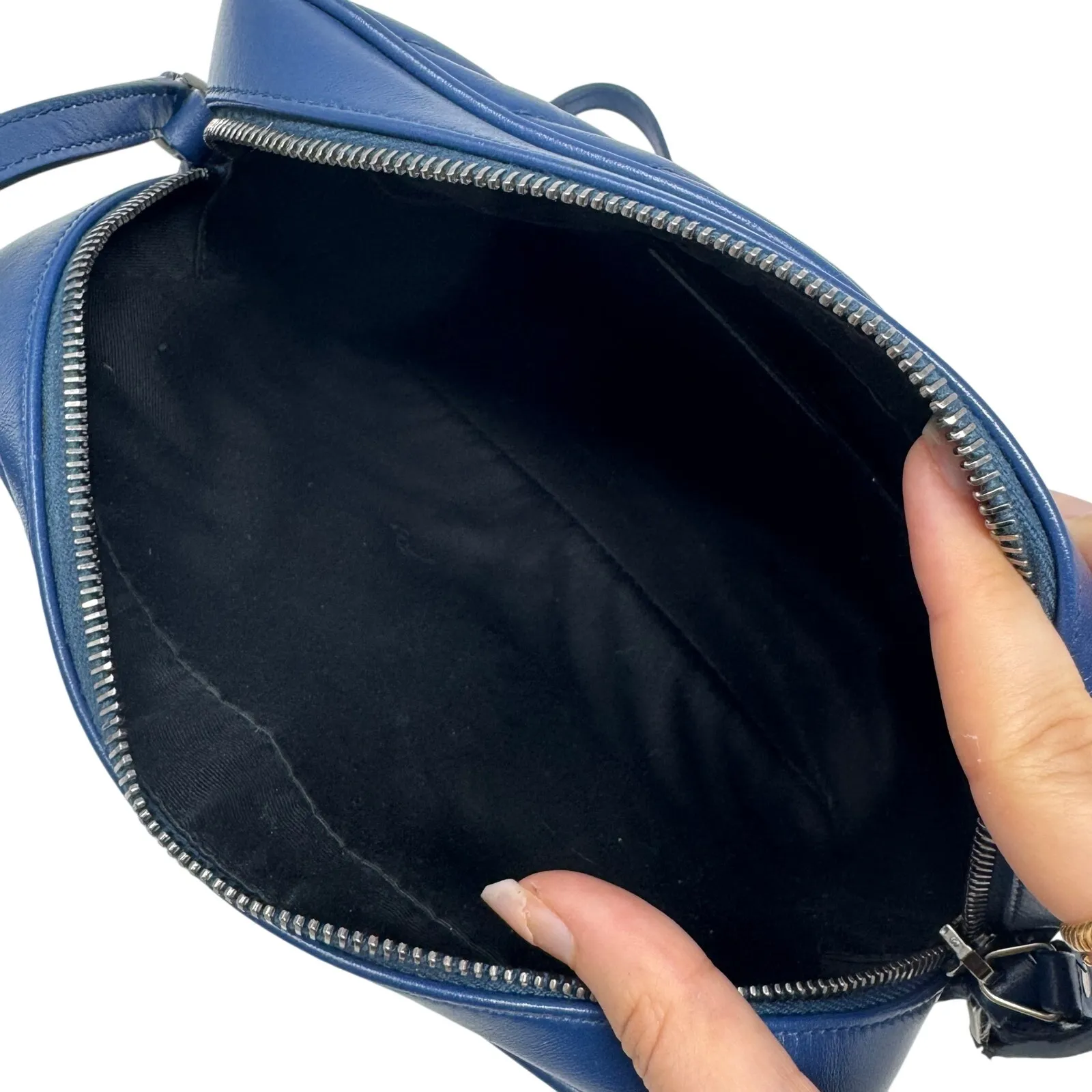 Saint Laurent YSL Lou Camera Bag Cobalt Blue Quilted Leather Silver Hardware - Image 5