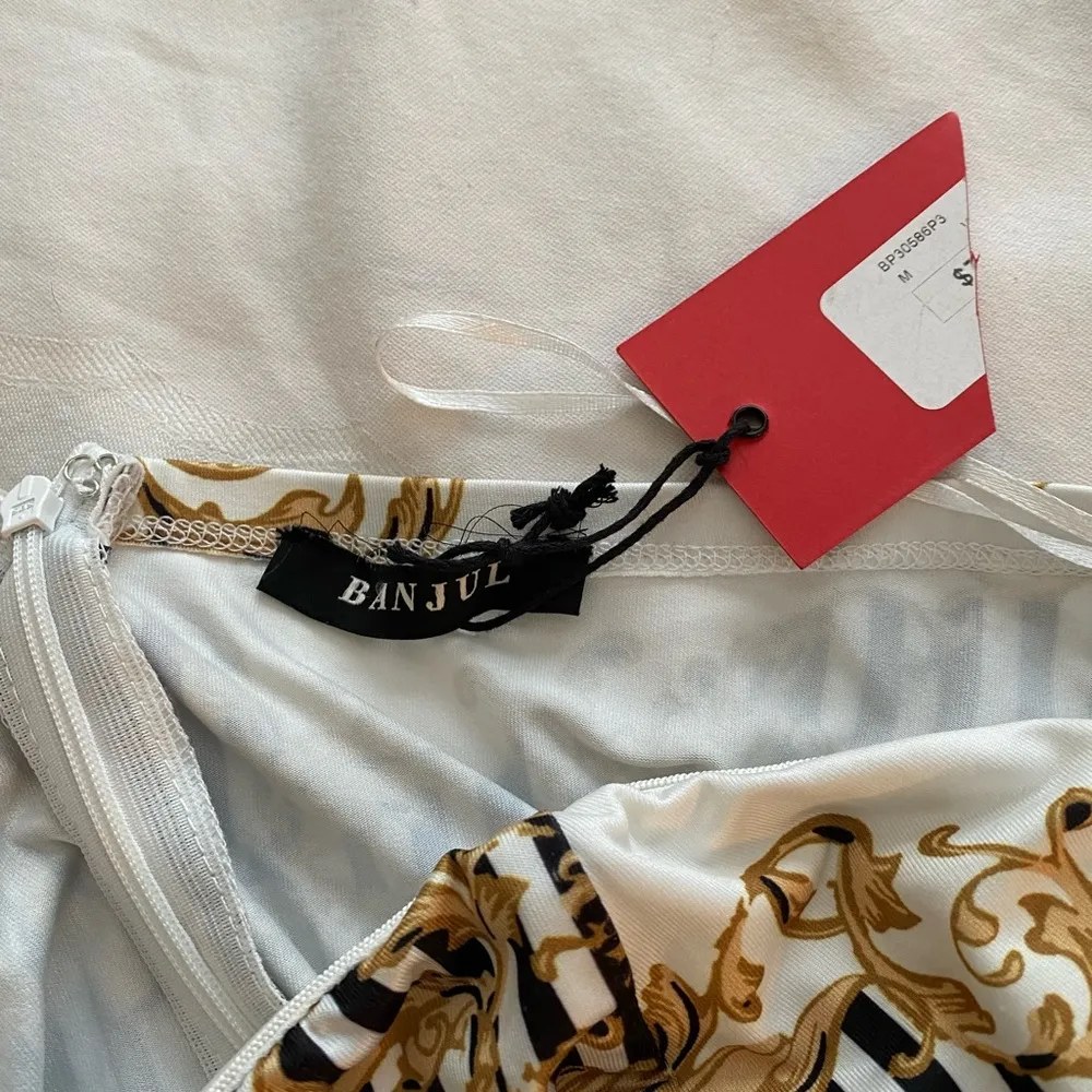 Banjul Strapless Slit leg Black & Gold Jumpsuit M NWT - Image 9