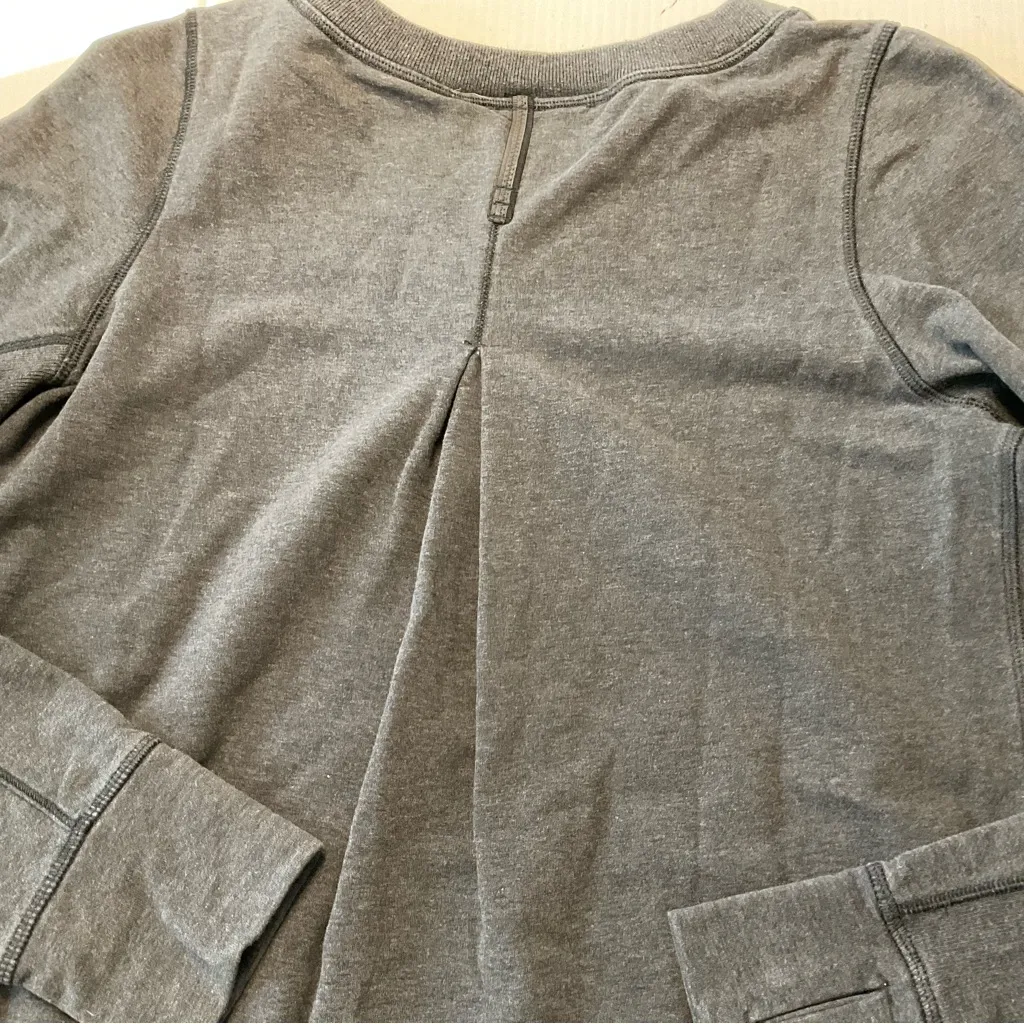 Lululemon Exhalation Pullover Heathered Black Women Sz 2/4 - Image 9