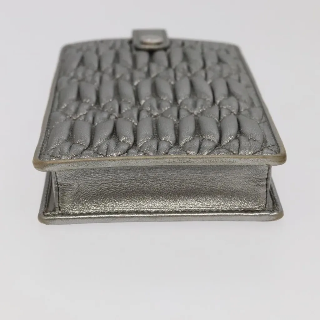  Matelasse Chain Shoulder Bag Leather Silver Authentic - Image 8