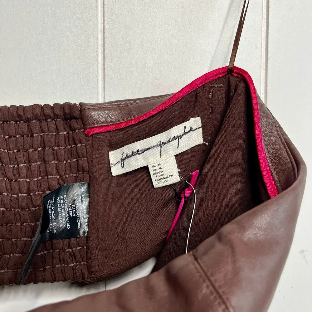 Free People set pants and top high rise strapless pleated vegan leather - Image 7