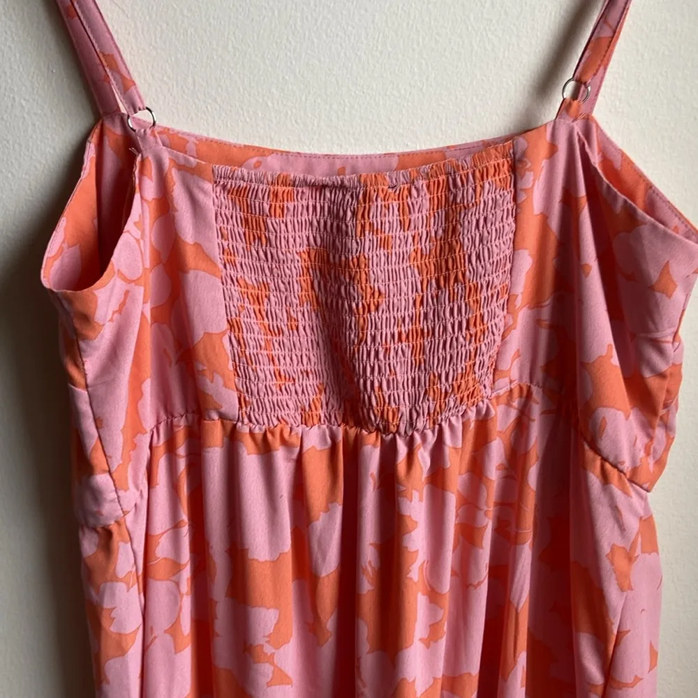 Social Standard by Sanctuary Floral Tiered Maxi Dress (Sz L) Pink & Orange - Image 8
