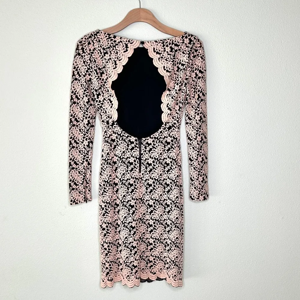 Alice + Olivia Dandi Lace Dress with Open Back in Nude Black Size 4 - Image 3