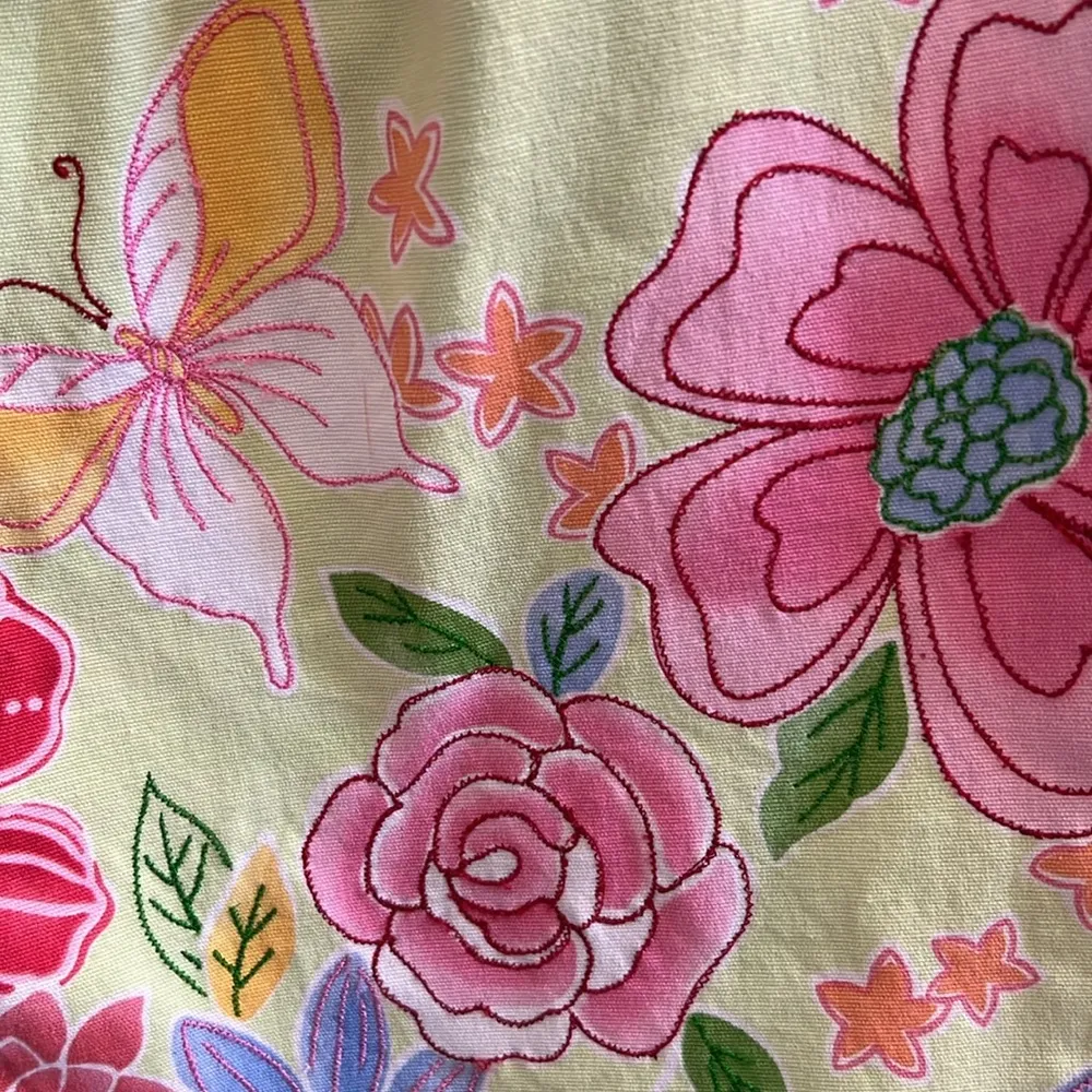 TALBOT'S Pants Lime Back FLORAL DAISY & BUTTERFLY Festive Pants Size 4 - Image 7