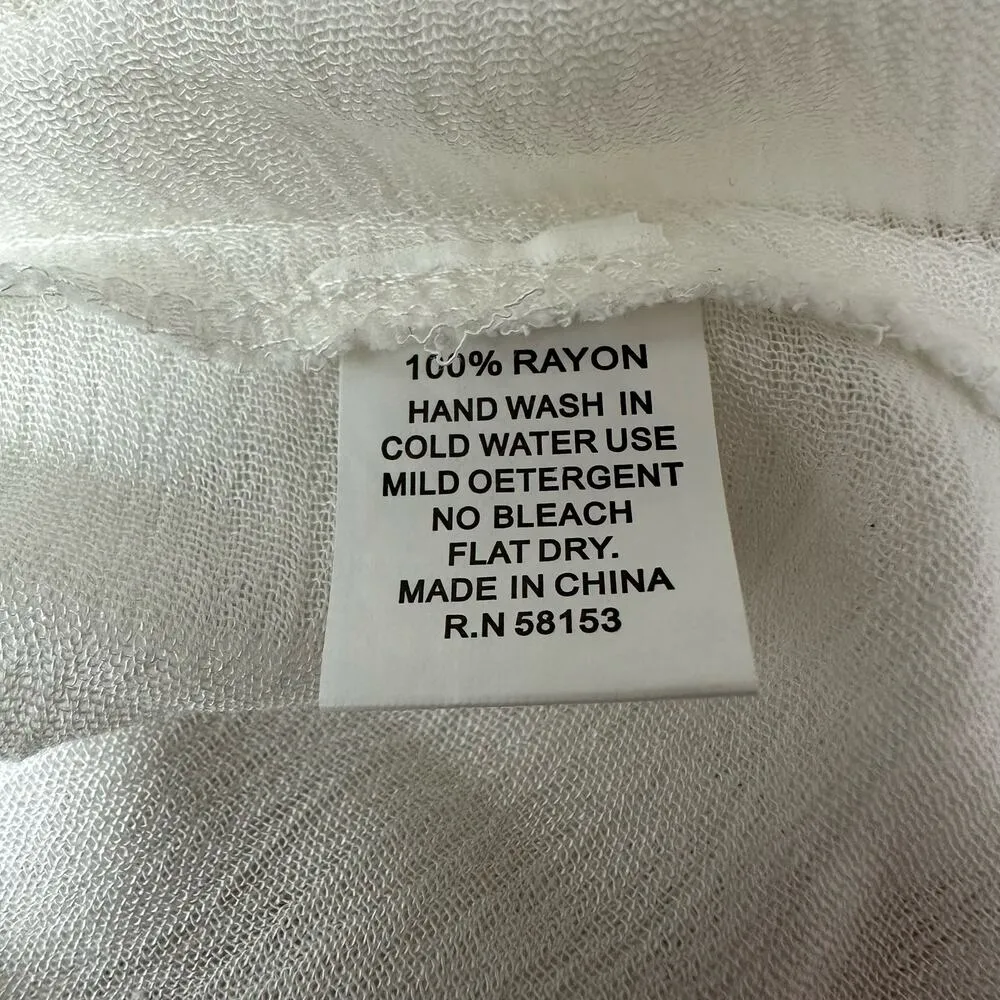 RAGA ANTHROPOLOGIE Small White Rayon Lace Trim Santa Clarita Boxy Flowy Boho Top - Image 6