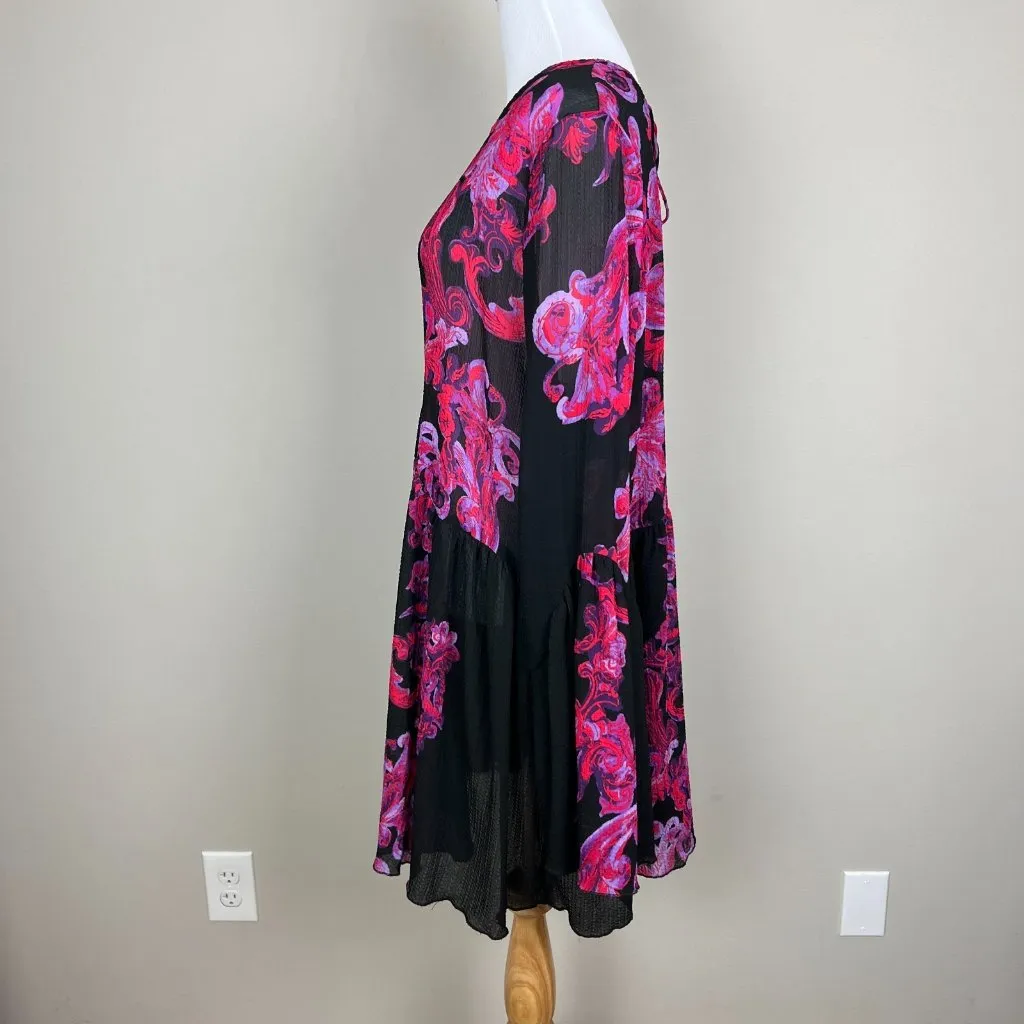 Intimately Free People Symphony Swing Mini Dress Sheer Floral Bell Sleeve Large‎ - Image 8
