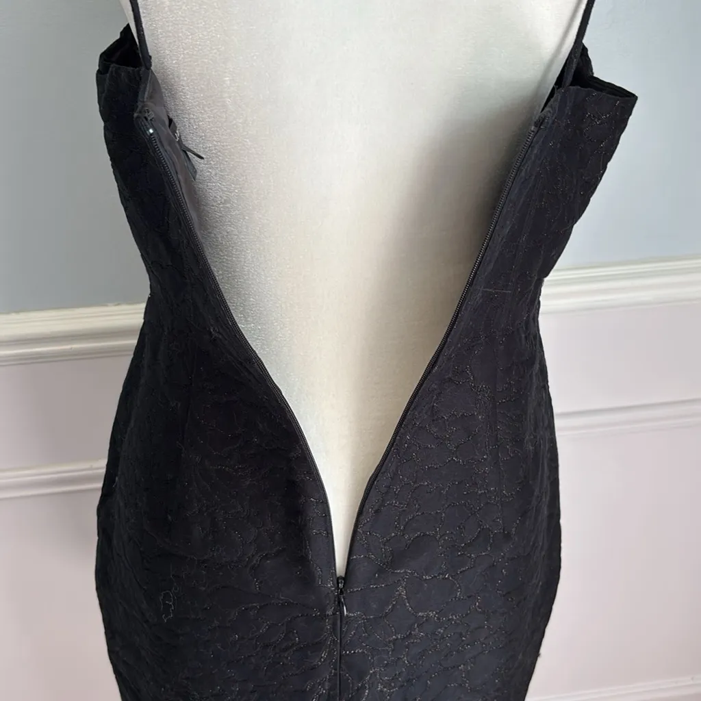 J.Crew Cocktail Dress Size 8 Floral Jacquard Glitter Black Party Cotton Silk LBD - Image 12