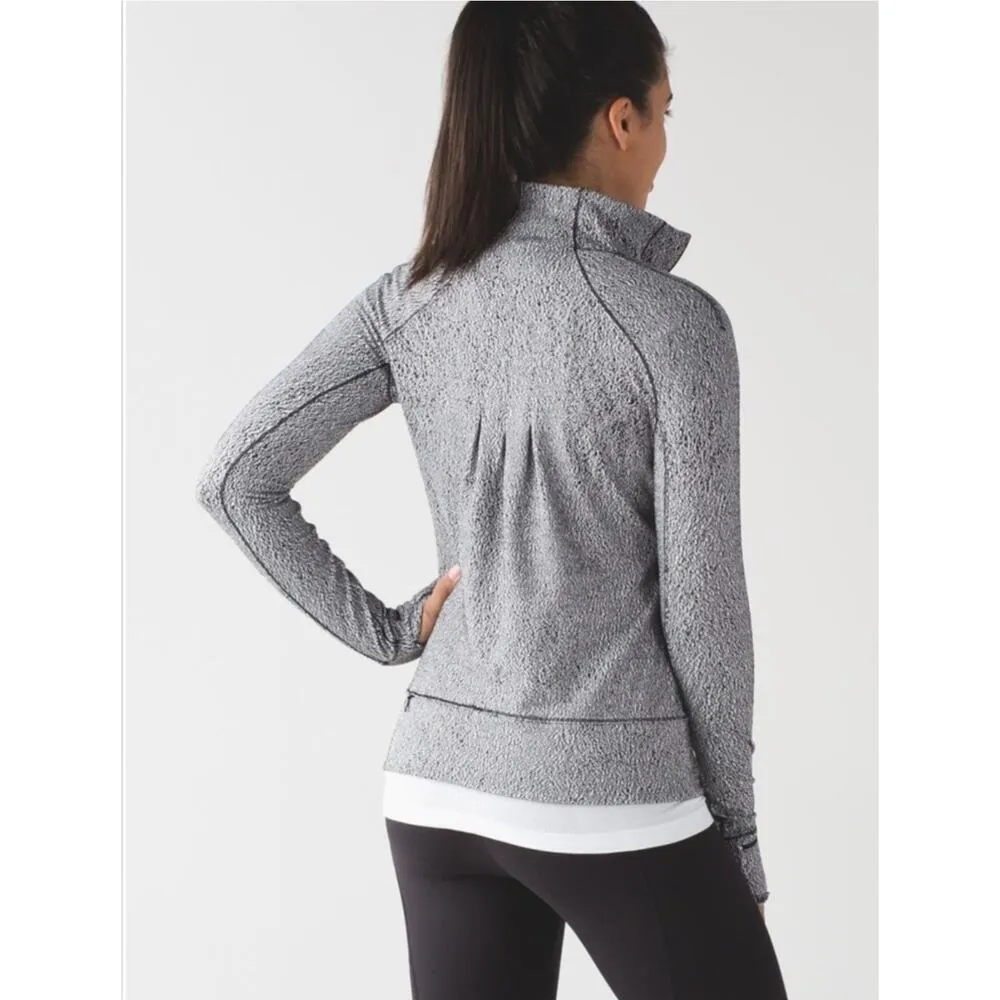 Lululemon Rush Hour 1/2 Zip Luon Spray Jacquard White Black Pullover size 8 Run - Image 2
